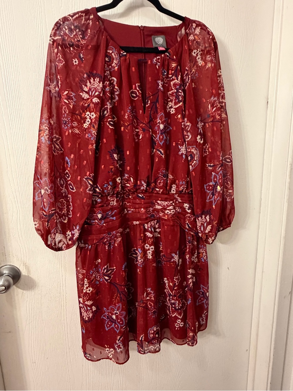 Floral Red Long-Sleeve Women's Dress 16